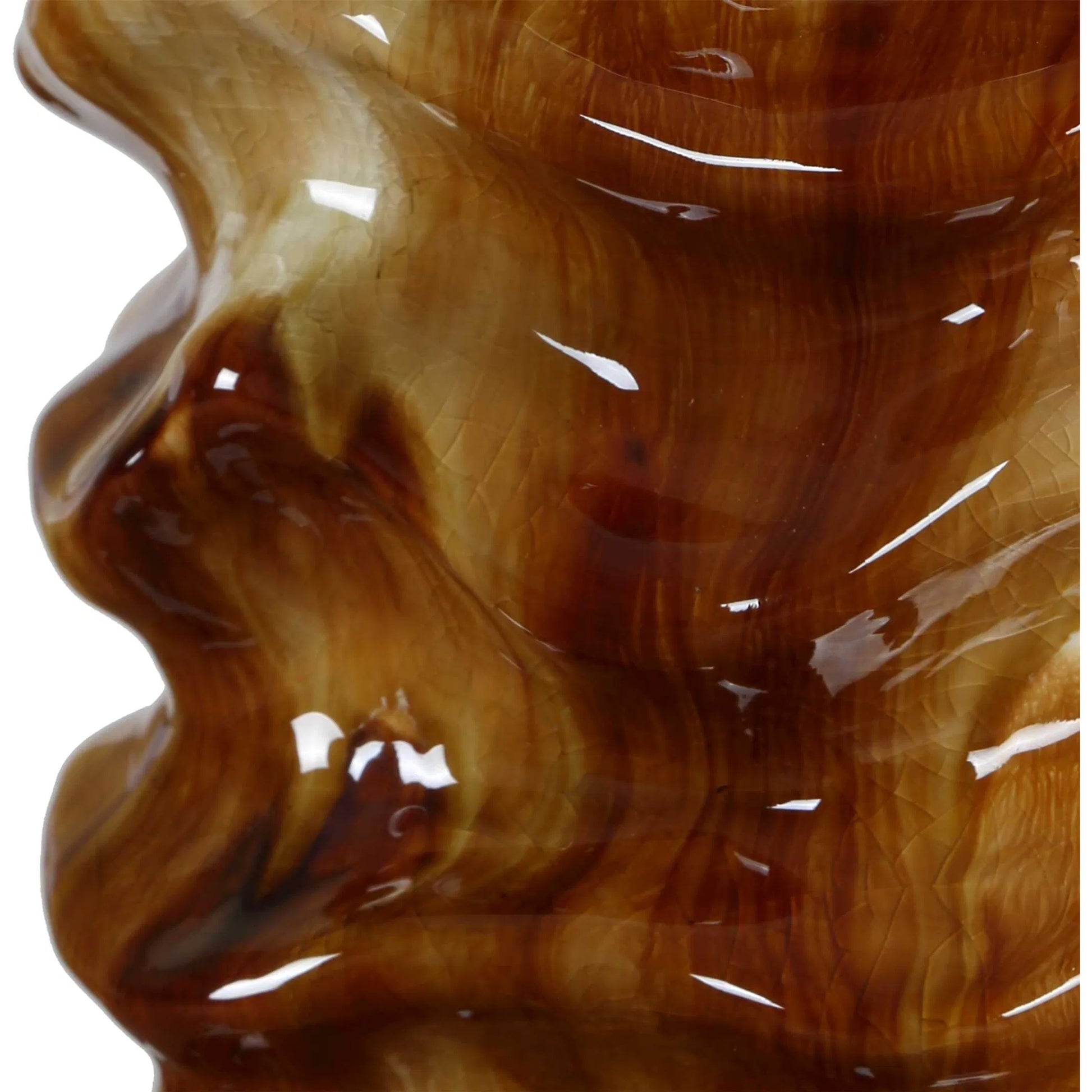 Bassa Cream Glazed Table Lamp by Uttermost in brown, white and brass. Made from ceramic, iron, fabric in a unique style.