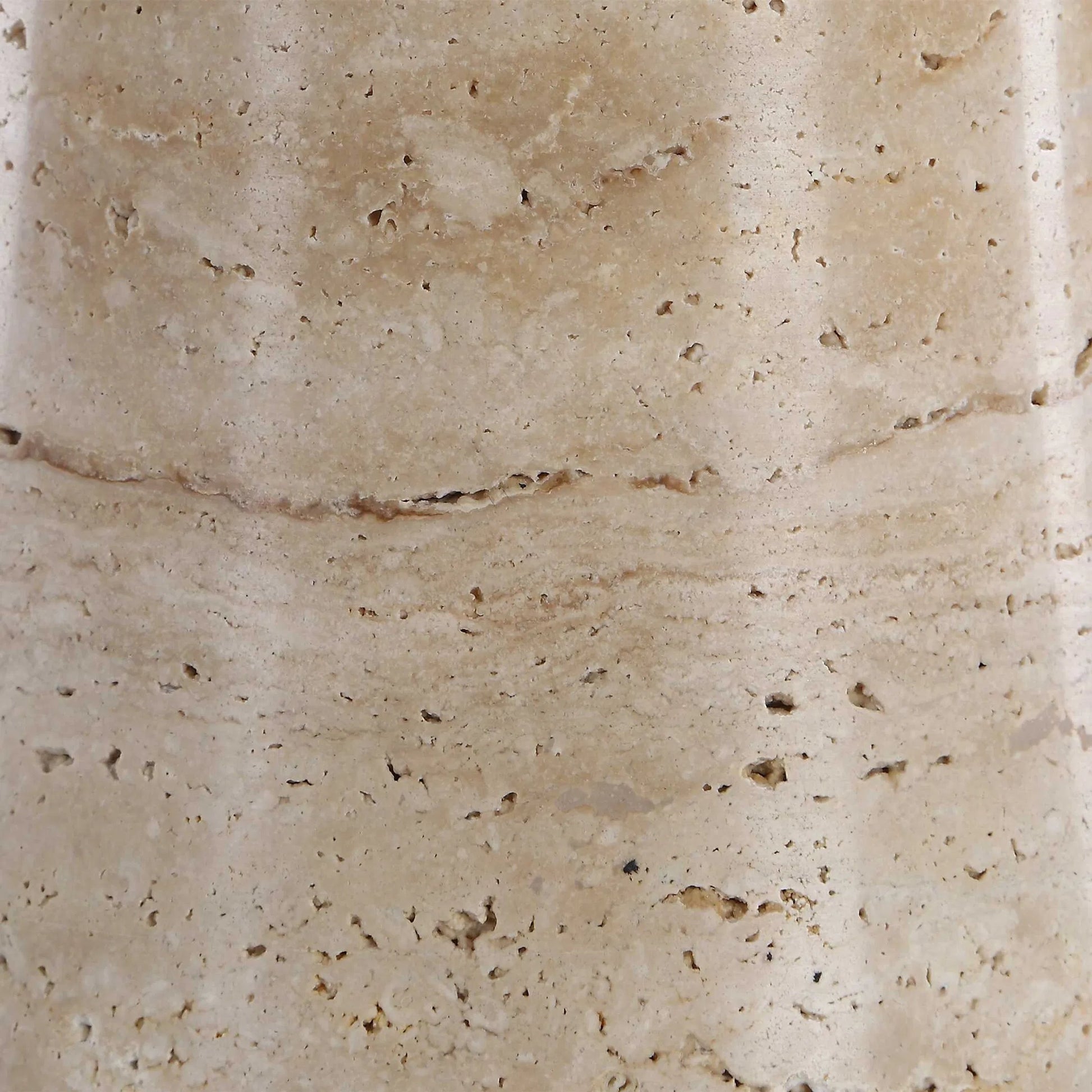 Delmani Indoor/Outdoor Lamp by Uttermost in dark. Made from travertine, iron, fabric in a unique style.
