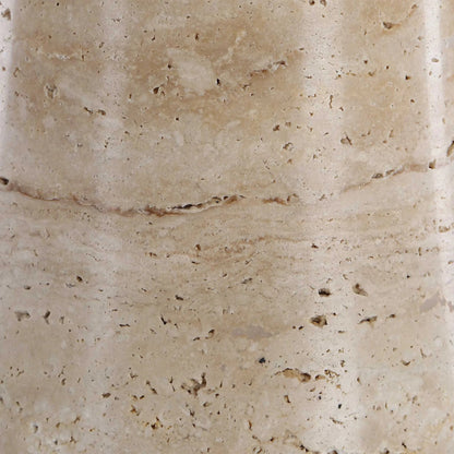 Delmani Indoor/Outdoor Lamp by Uttermost in dark. Made from travertine, iron, fabric in a unique style.