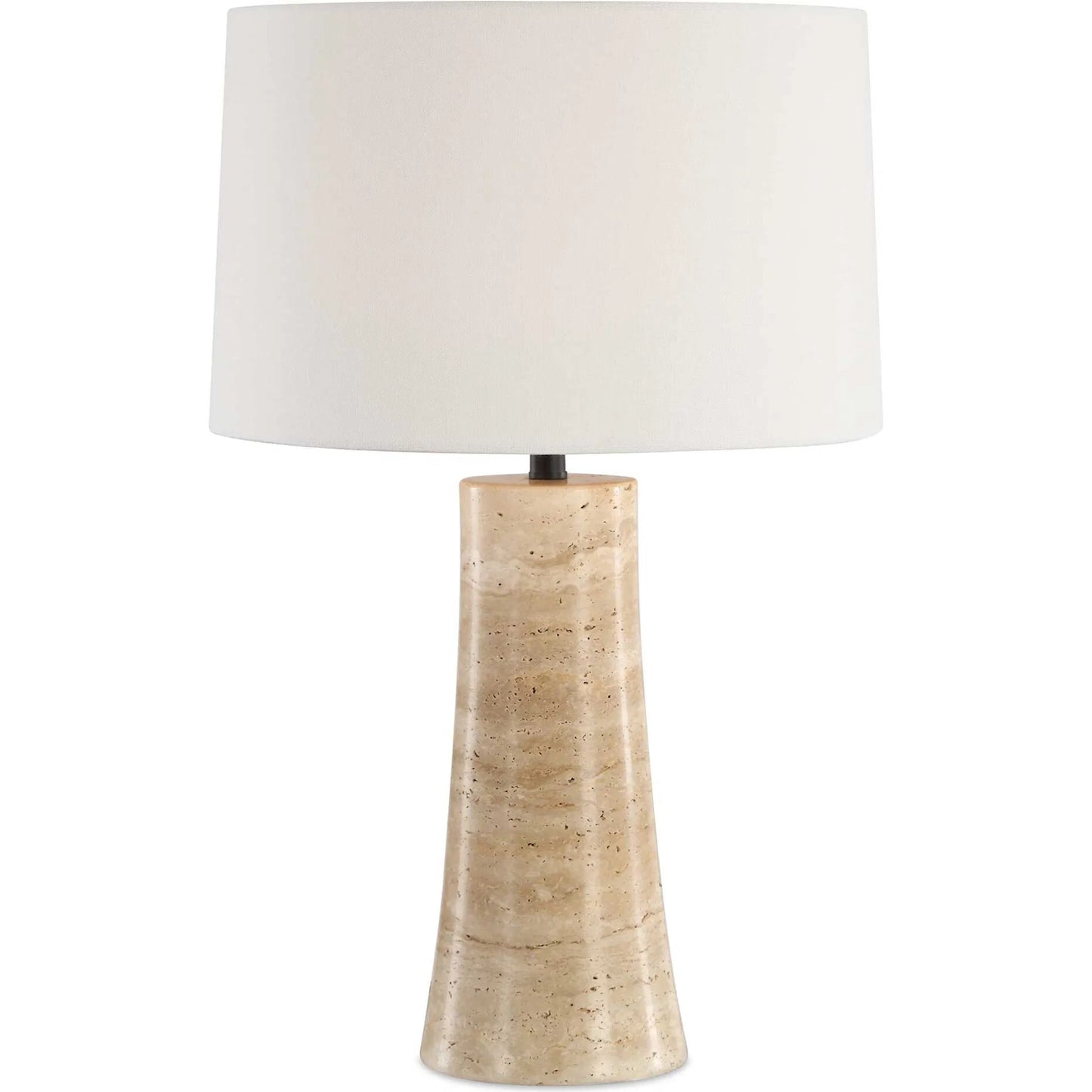 000 SI-2630661 | Primary Silo | Delmani Indoor/Outdoor Lamp by Uttermost in dark. Made from travertine, iron, fabric in a unique style.