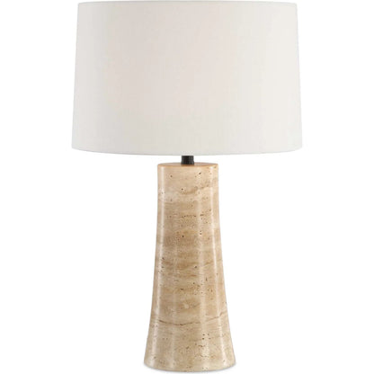 Delmani Indoor/Outdoor Lamp by Uttermost in dark. Made from travertine, iron, fabric in a unique style.