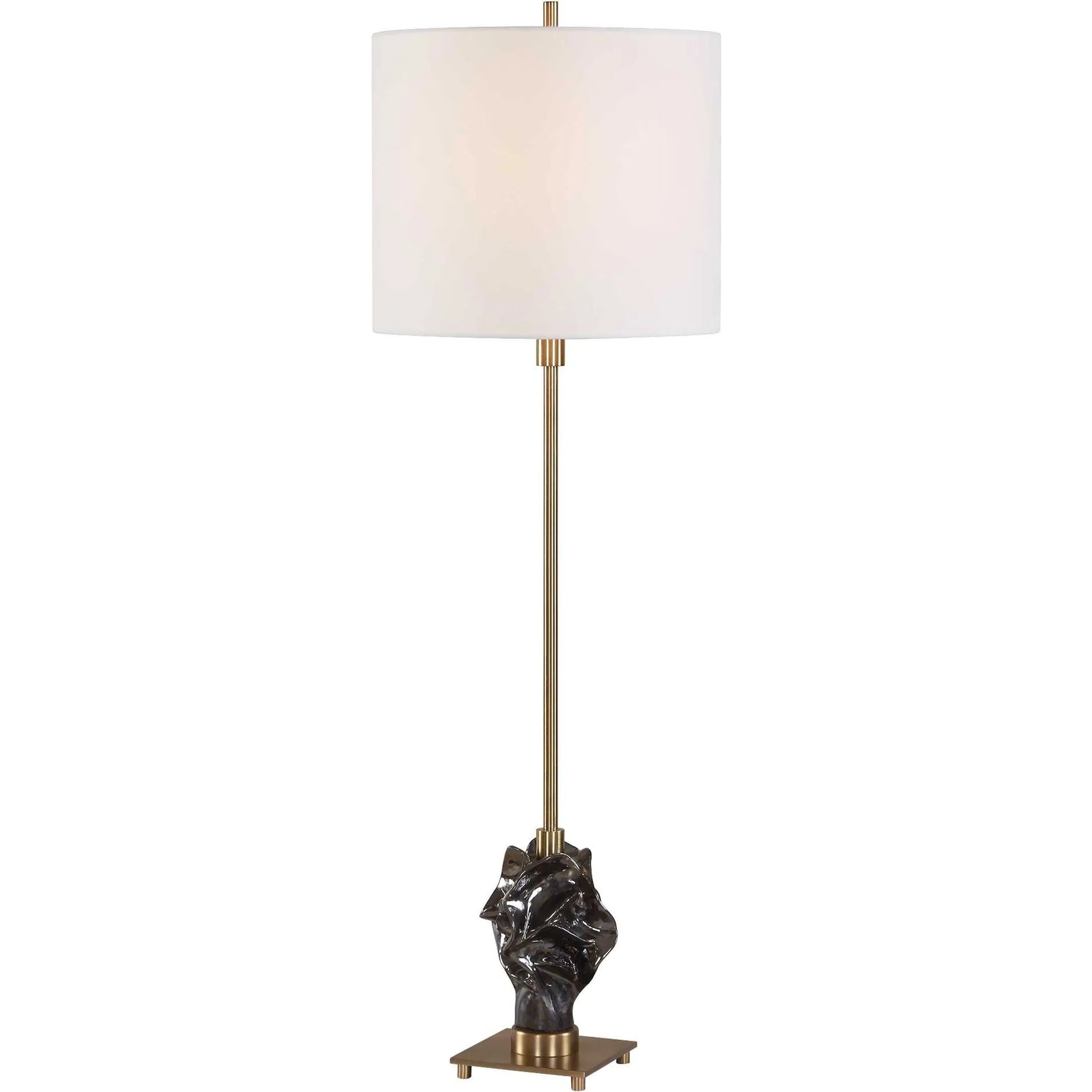 Fiori Sculptural Buffet Lamp by Uttermost in bronze, brown and dark. Made from ceramic, iron in a unique style.