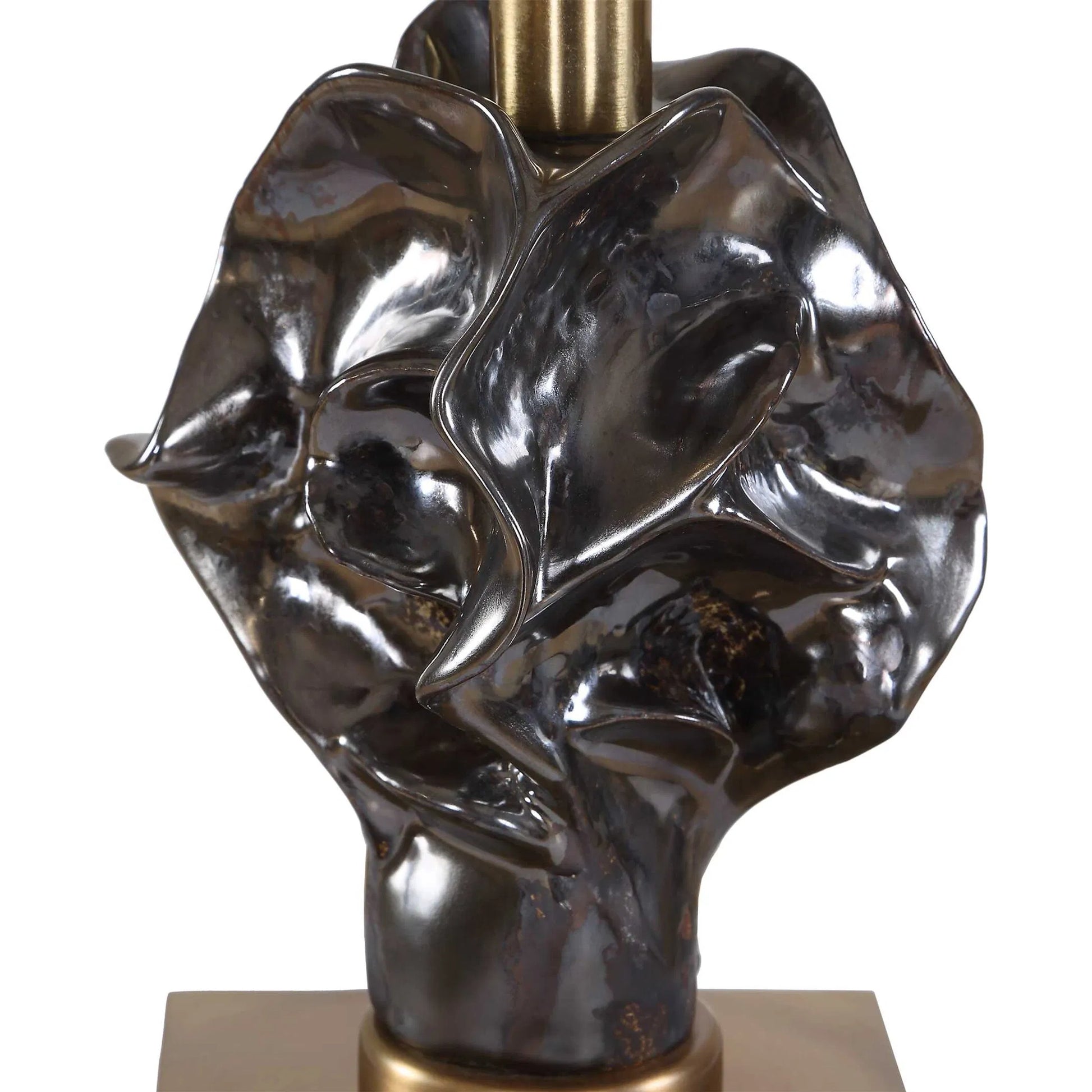 Fiori Sculptural Buffet Lamp by Uttermost in bronze, brown and dark. Made from ceramic, iron in a unique style.