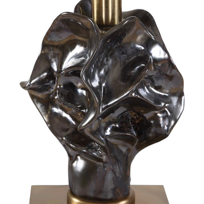 Fiori Sculptural Buffet Lamp by Uttermost in bronze, brown and dark. Made from ceramic, iron in a unique style.