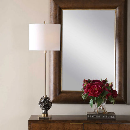 Fiori Sculptural Buffet Lamp by Uttermost in bronze, brown and dark. Made from ceramic, iron in a unique style.