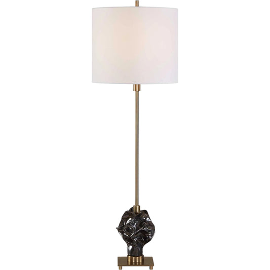 Fiori Sculptural Buffet Lamp by Uttermost in bronze, brown and dark. Made from ceramic, iron in a unique style.