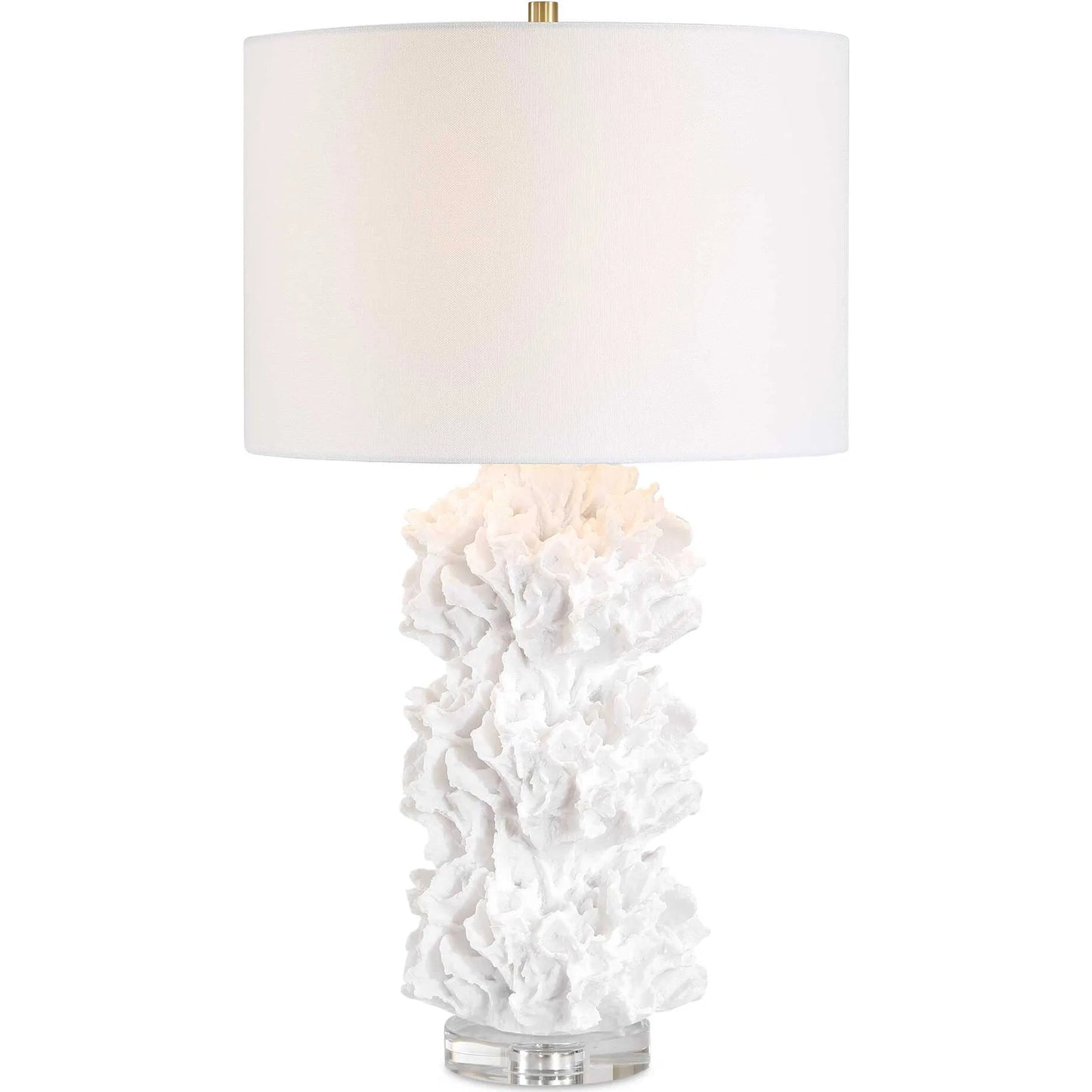 000 SI-2630620 | Primary Silo | Cambre Coral Table Lamp by Uttermost in white and brass. Made from resin, crystal, iron in a unique style.