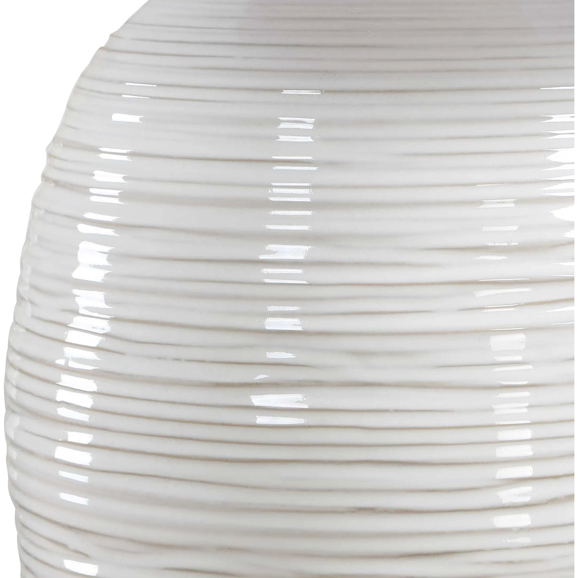 Alkman Glaze Table Lamp by Uttermost in white and nickel. Made from steel, ceramic, fabric in a unique style.