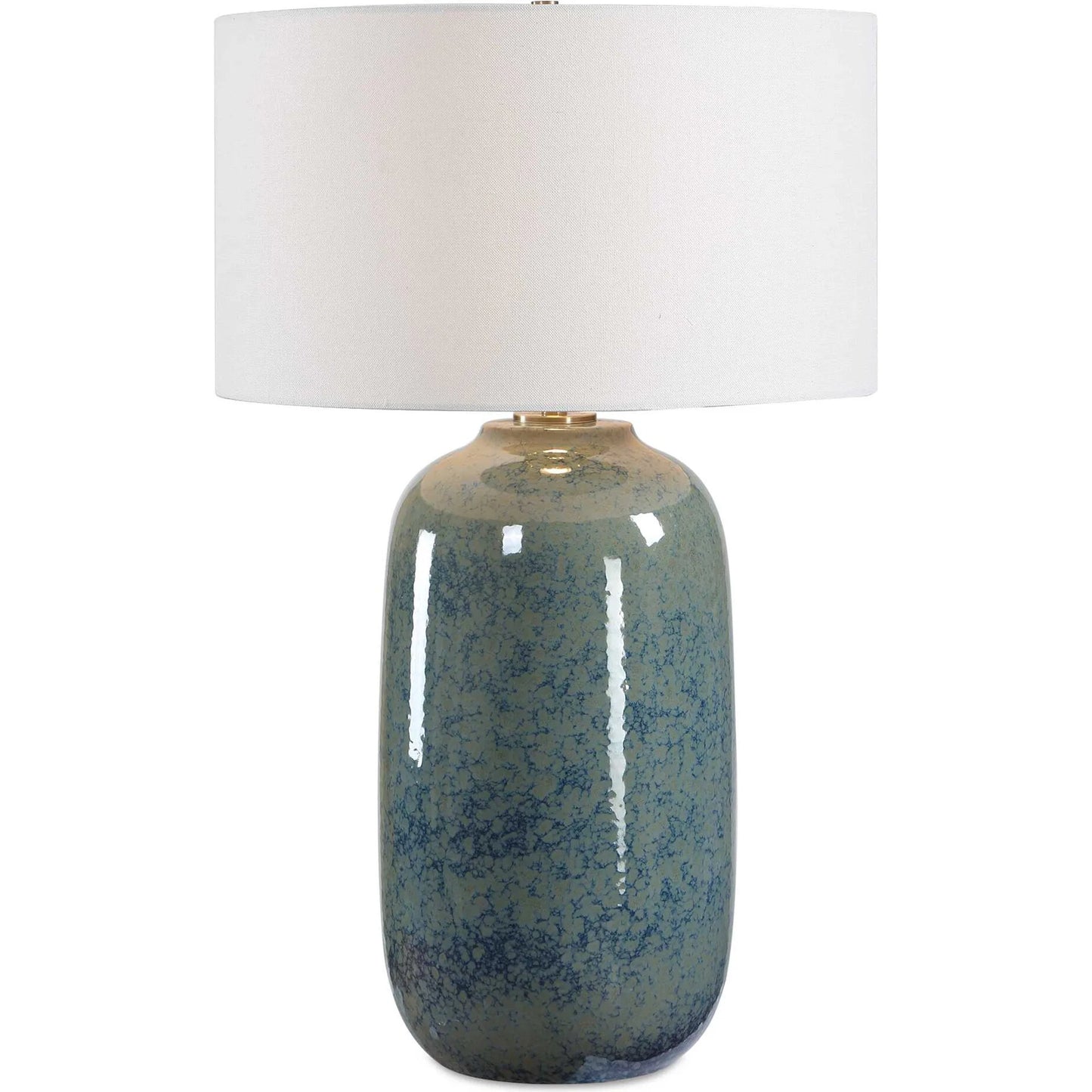 000 SI-2630633 | Primary Silo | Caliendo & Sage Table Lamp by Uttermost in blue, green and brass. Made from steel, ceramic, fabric in a unique style.