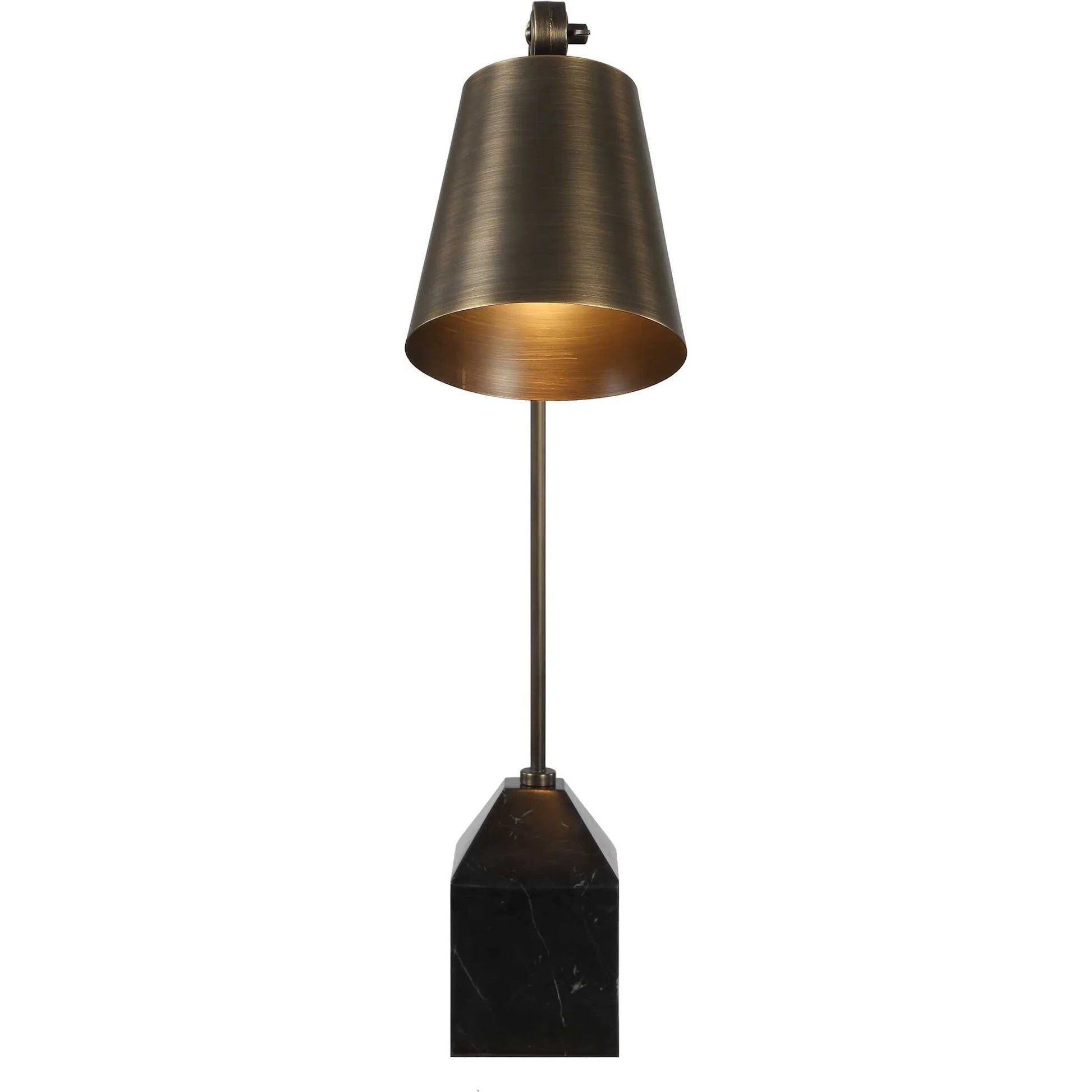Hutchinson Desk Lamp by Uttermost in black, bronze, gold and bronze. Made from metal, glass, fabric in a unique style.