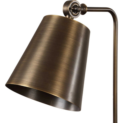 Hutchinson Desk Lamp by Uttermost in black, bronze, gold and bronze. Made from metal, glass, fabric in a unique style.
