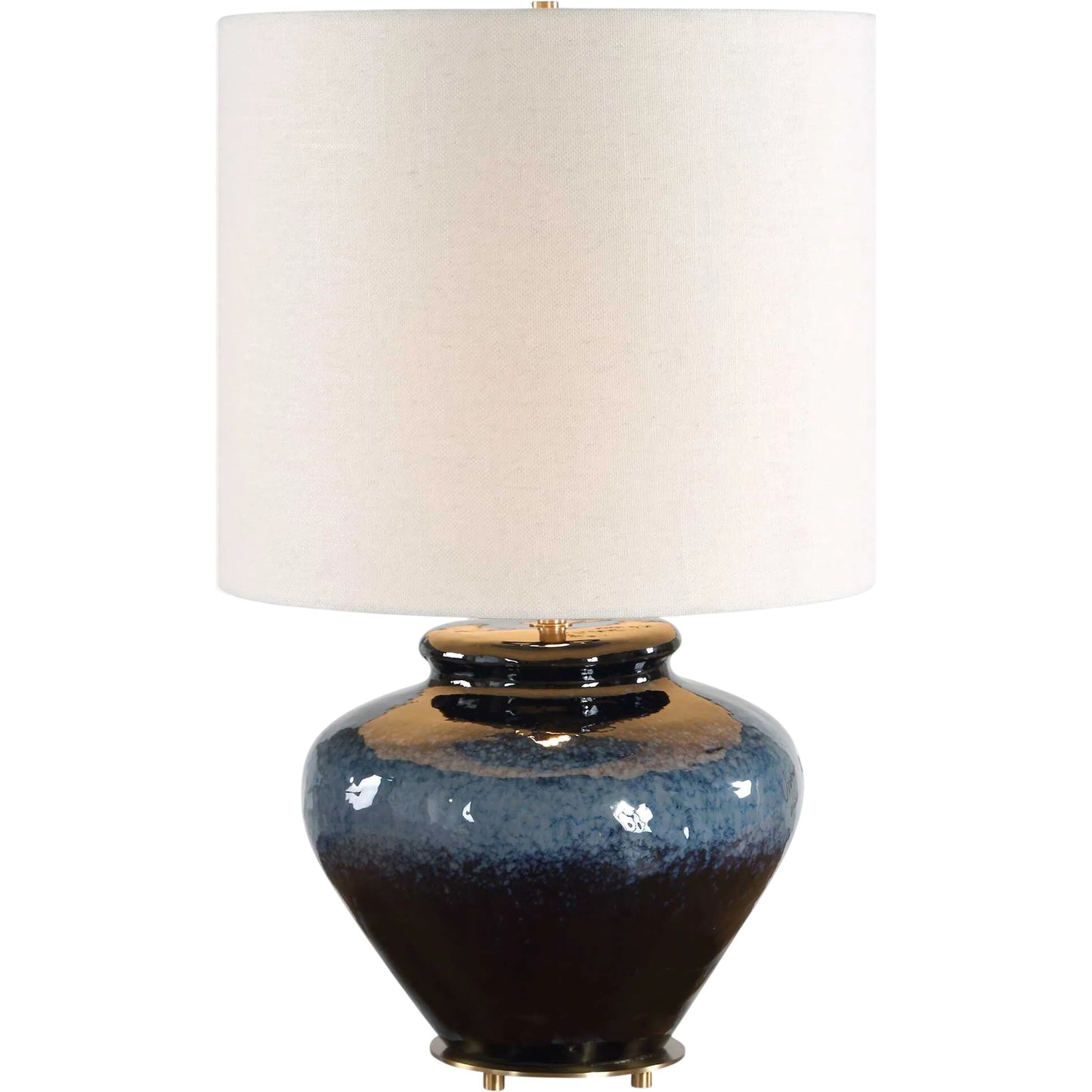 000 SI-2630649 | Primary Silo | Andrus Glaze Table Lamp by Uttermost in blue and brass. Made from ceramic, fabric, iron in a unique style.