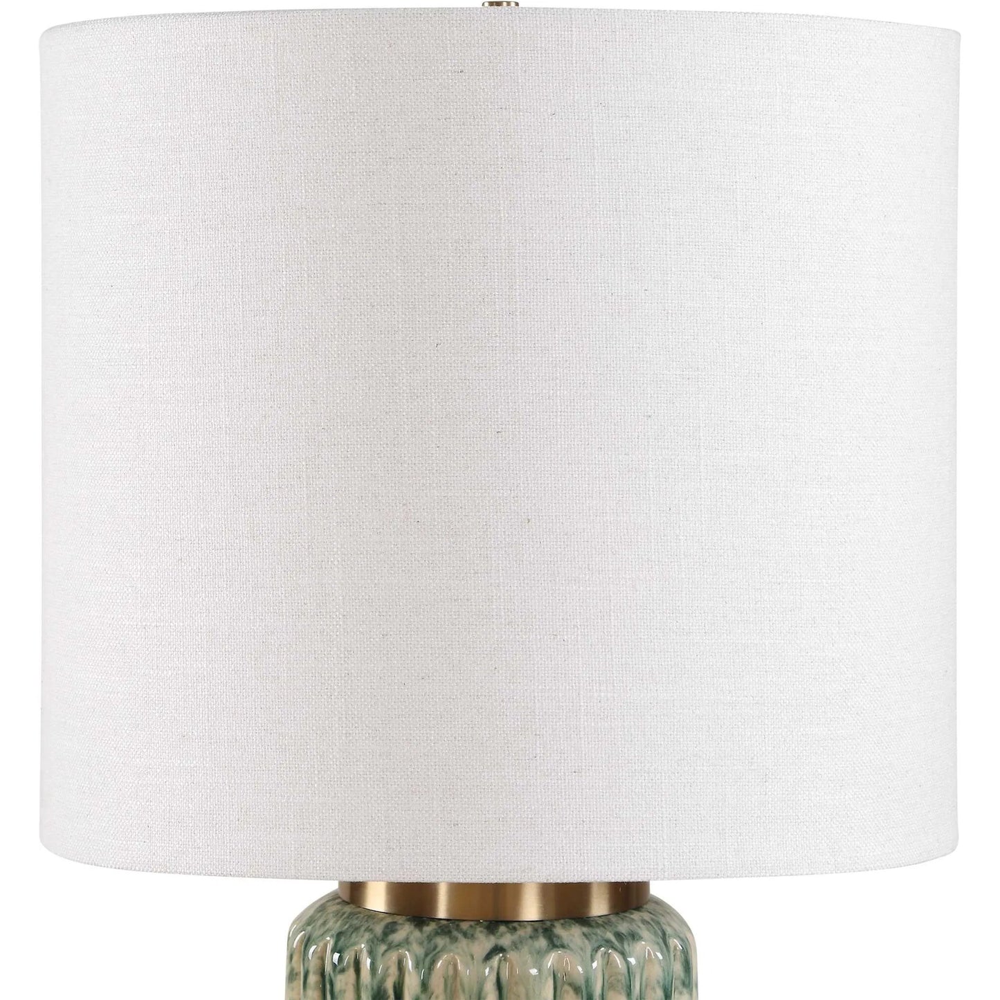 001 SI-2630651 | Additional Silo | Hensley & Table Lamp by Uttermost in green, white and brass. Made from ceramic, fabric, iron in a unique style.