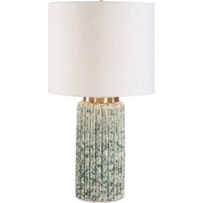 Hensley & Table Lamp by Uttermost in green, white and brass. Made from ceramic, fabric, iron in a unique style.