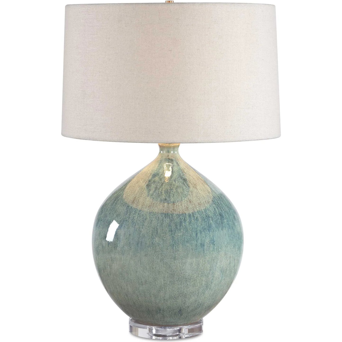 000 SI-2630653 | Primary Silo | Callista Table Lamp by Uttermost in blue, green and brass. Made from ceramic, crystal, fabric, iron in a unique style.