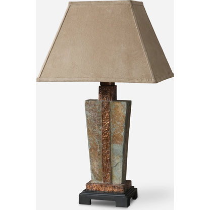 Slate Accent Lamp by Uttermost. Made from polyester, copper in a modern style.