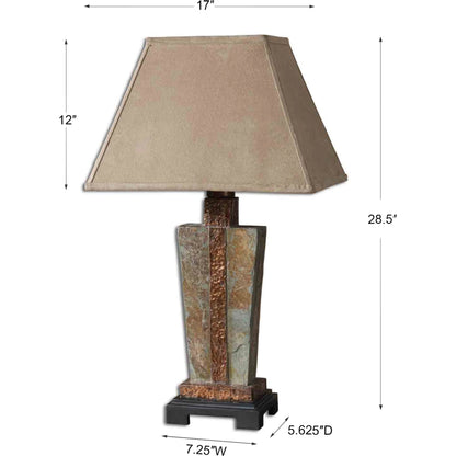 Slate Accent Lamp by Uttermost. Made from polyester, copper in a modern style.