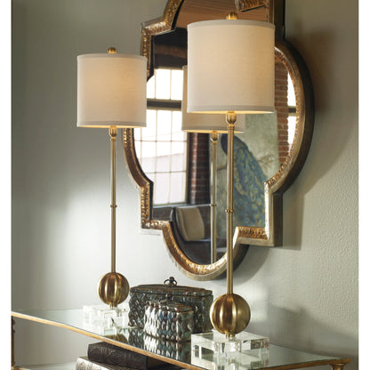 Laton Brass Buffet Lamp by Uttermost. Made from metal, crystal in a modern style.