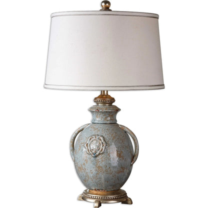 Cancello Lamp by Uttermost in blue. Made from ceramic, metal, resin, fabric in a cottage & farmhouse style.