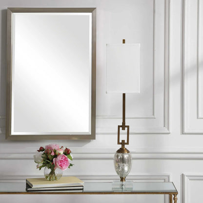 Copeland Mercury Glass Buffet Lamp by Uttermost. Made from metal, crystal, glass in a modern style.