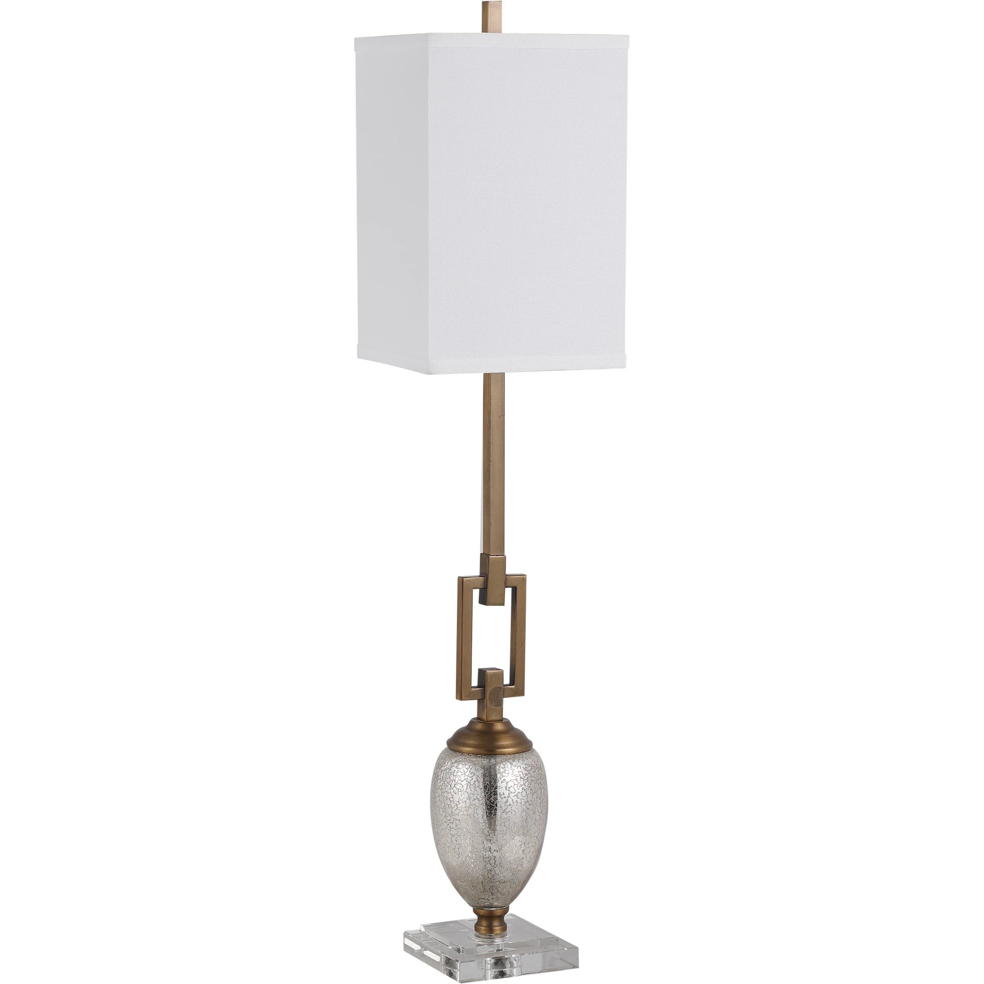 Copeland Mercury Glass Buffet Lamp by Uttermost. Made from metal, crystal, glass in a modern style.