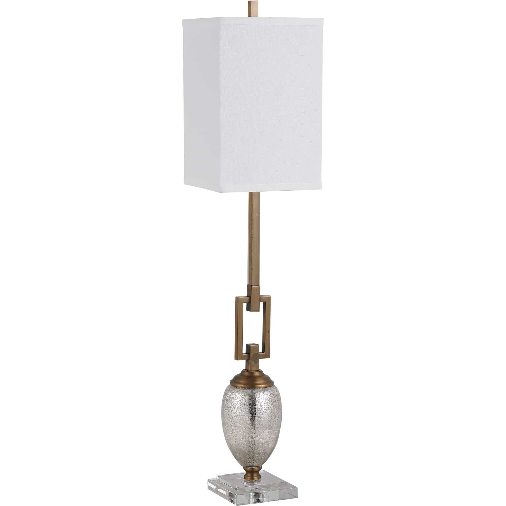 Copeland Mercury Glass Buffet Lamp by Uttermost. Made from metal, crystal, glass in a modern style.