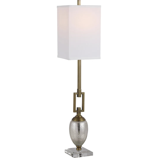 Copeland Mercury Glass Buffet Lamp by Uttermost. Made from metal, crystal, glass in a modern style.