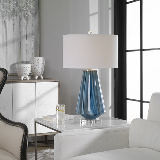 Pescara Glass Lamp by Uttermost. Made from glass, crystal, iron, fabric in a modern style.