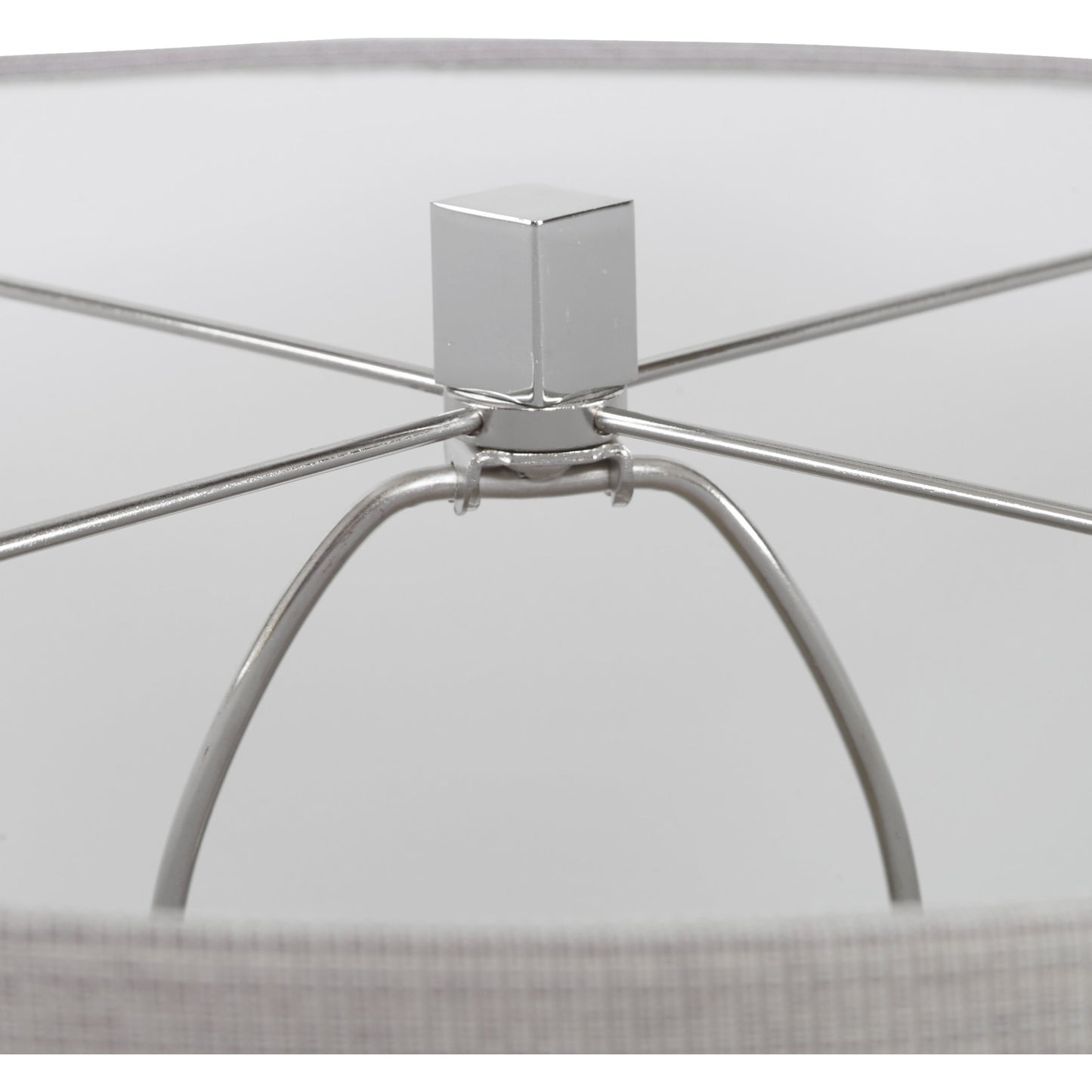 010 S-253715 | Closeup | Keokee Floor Lamp by Uttermost in nickel. Made from steel in a modern style.