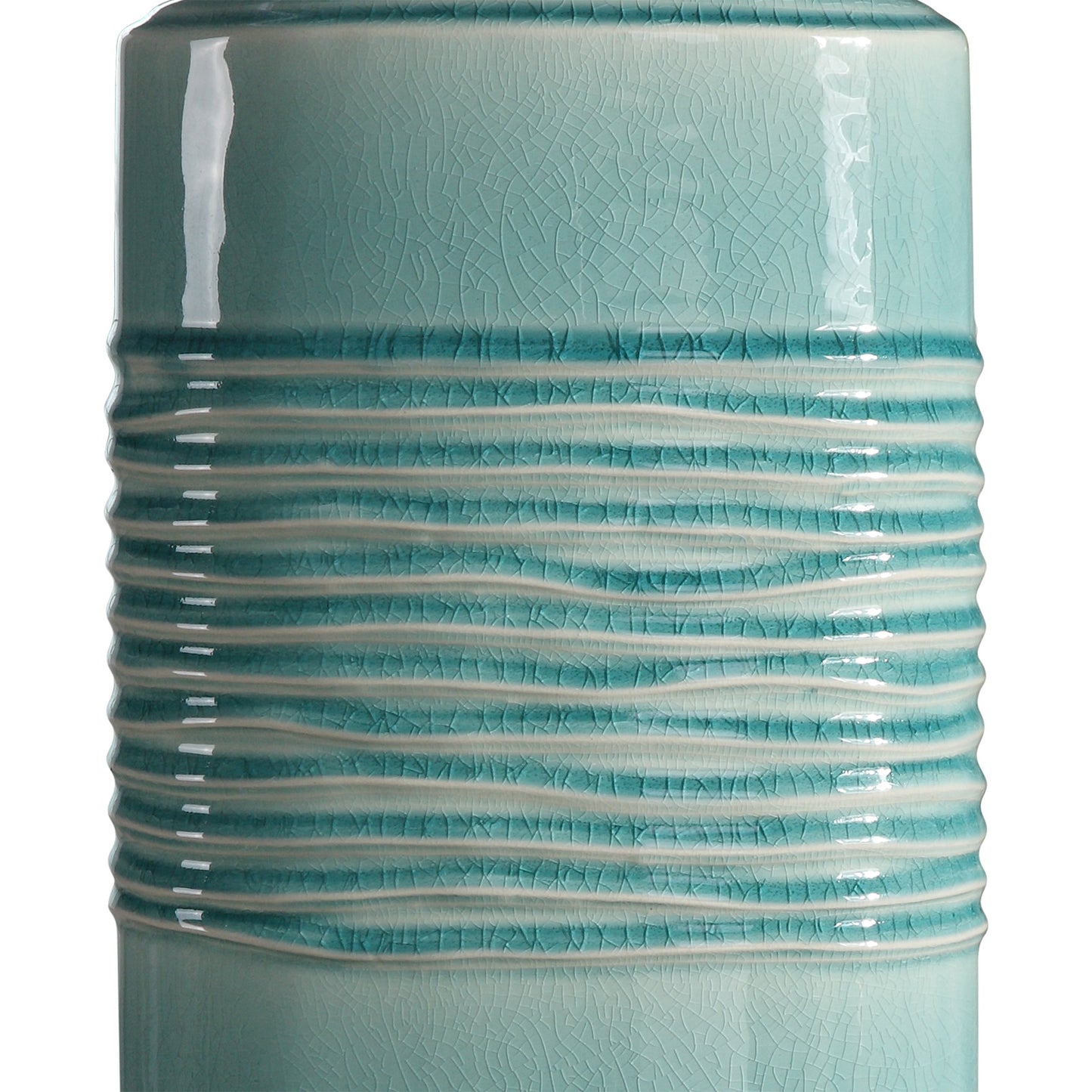 003 S-253647 | Closeup | Rila Distressed Teal Table Lamp by Uttermost. Made from ceramic, iron in a modern style.