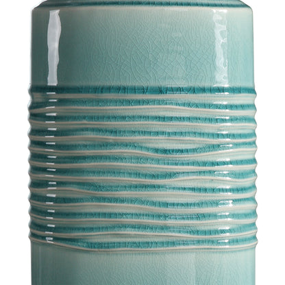 Rila Distressed Teal Table Lamp by Uttermost. Made from ceramic, iron in a modern style.