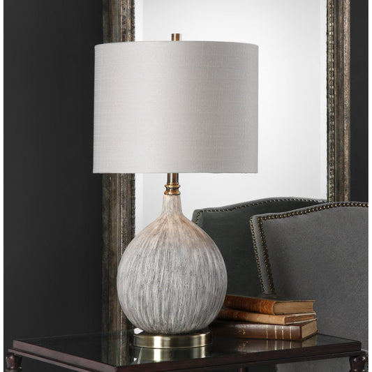 Hedera Textured Ivory Table Lamp by Uttermost. Made from ceramic, metal, fabric in a modern style.