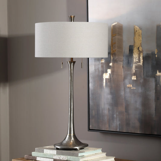 Aliso Cast Iron Lamp by Uttermost in iron. Made from cast iron, fabric in a modern style.