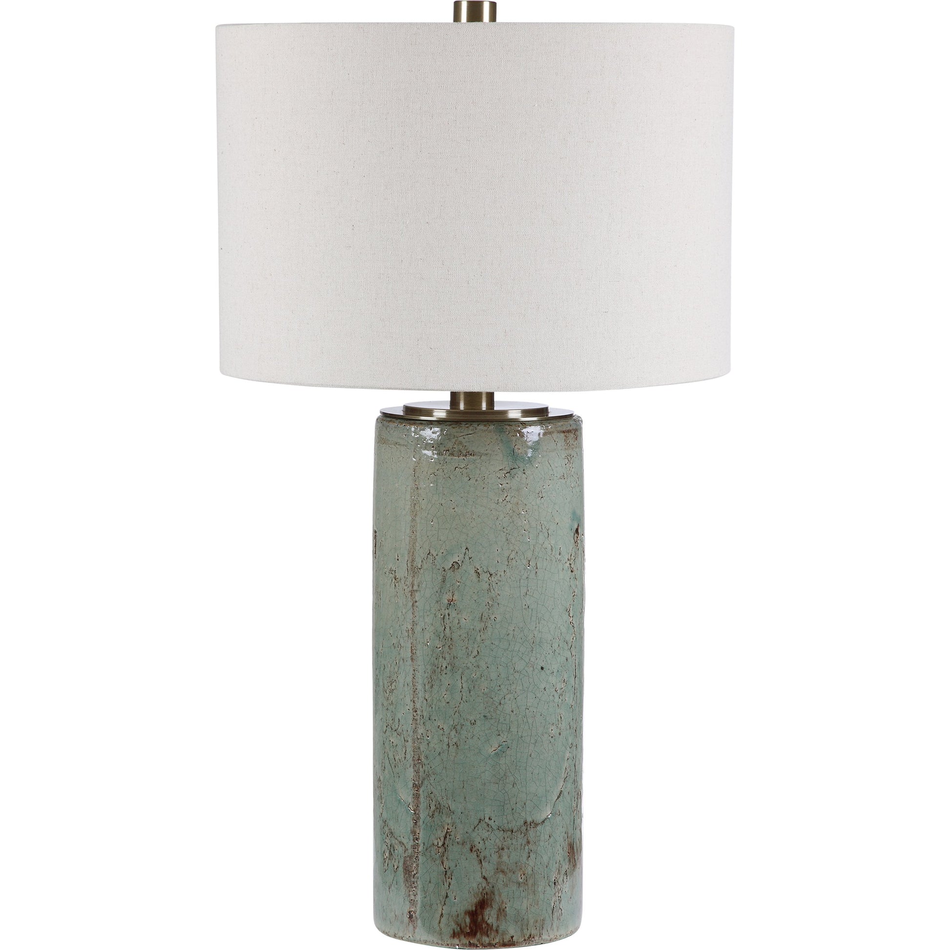 Callais Crackled Table Lamp by Uttermost in aqua. Made from ceramic, metal in a modern style.