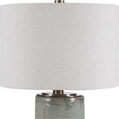 Callais Crackled Table Lamp by Uttermost in aqua. Made from ceramic, metal in a modern style.