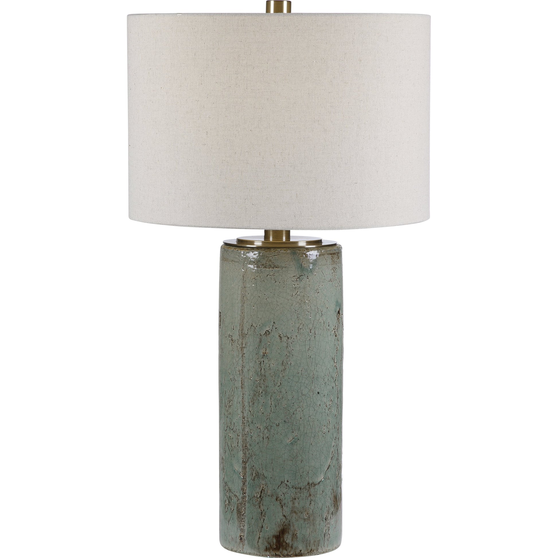 Callais Crackled Table Lamp by Uttermost in aqua. Made from ceramic, metal in a modern style.