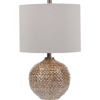 Lagos Rustic Table Lamp by Uttermost. Made from ceramic, metal, fabric in a coastal style.