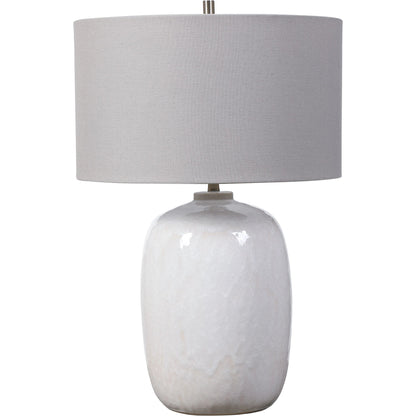 Winterscape Table Lamp by Uttermost in white. Made from ceramic, steel in a cottage & farmhouse style.