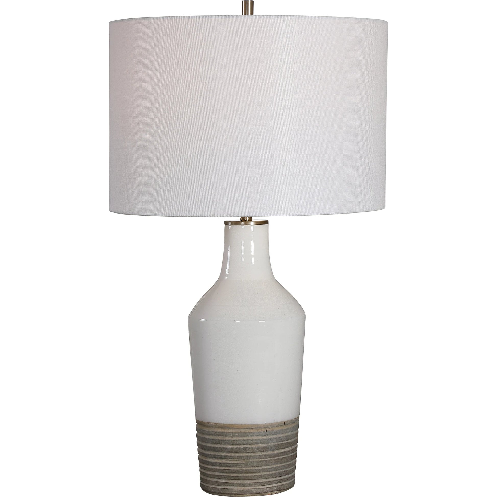 Dakota Crackle Table Lamp by Uttermost in white. Made from ceramic, steel in a coastal style.