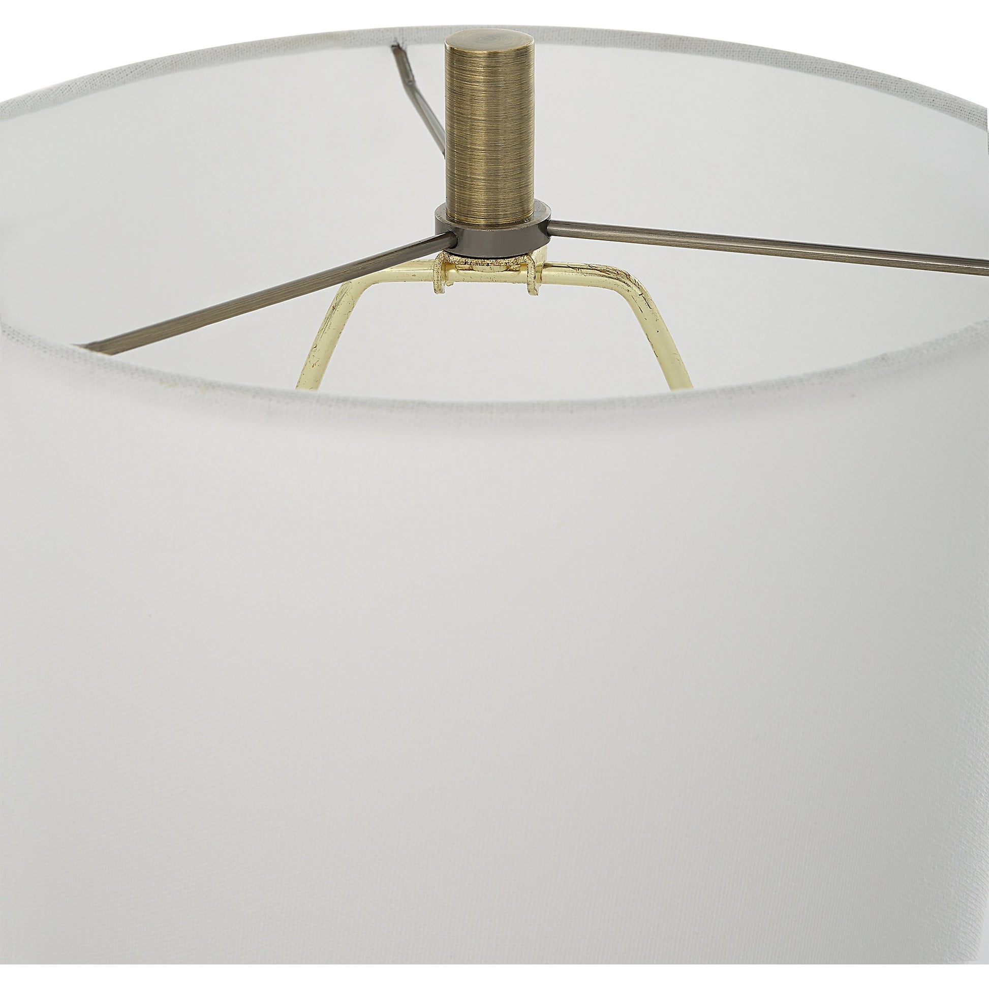 Cypher Modern Buffet Lamp by Uttermost in brass. Made from steel, rice stone, resin, fabric in a modern style.
