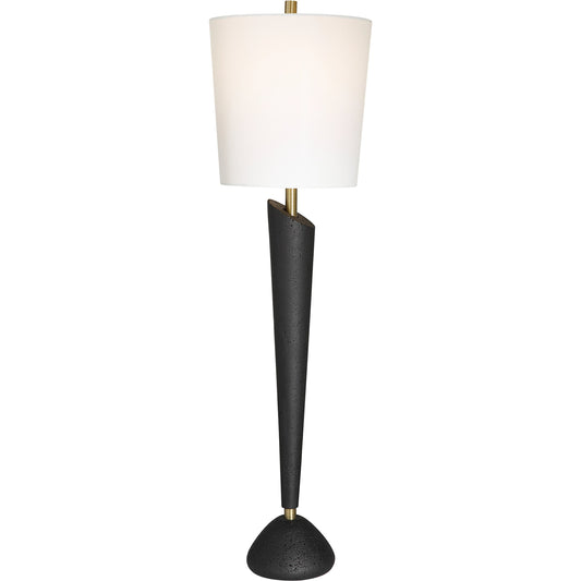Cypher Modern Buffet Lamp by Uttermost in brass. Made from steel, rice stone, resin, fabric in a modern style.