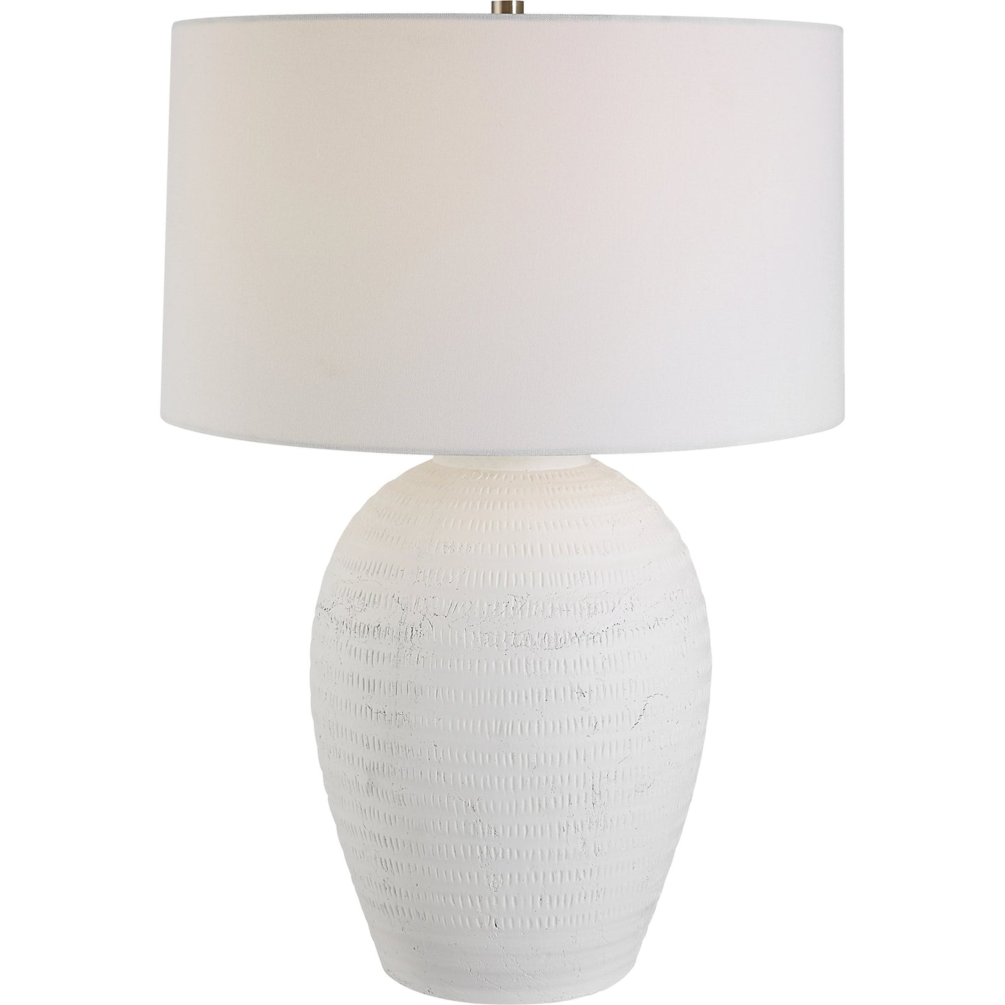 001 SI-2108118 | Primary Silo | Reyna Table Lamp by Uttermost in chalk white, nickel. Made from steel, ceramic, fabric in a modern style.