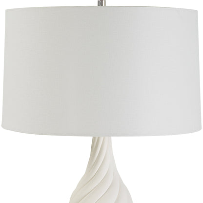 Twisted Swirl Table Lamp by Uttermost in chalk white, nickel. Made from ceramic, iron, fabric in a modern style.
