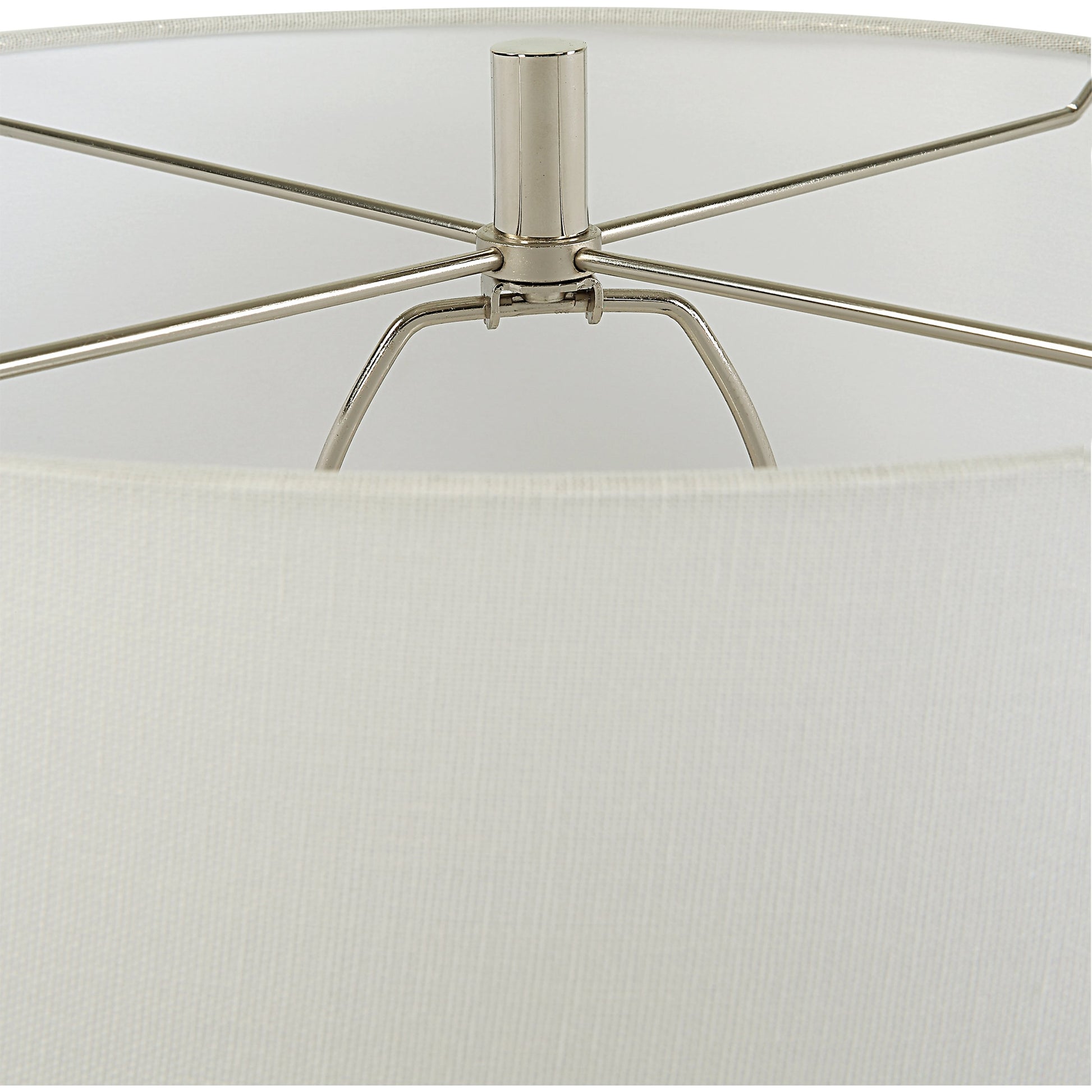 Twisted Swirl Table Lamp by Uttermost in chalk white, nickel. Made from ceramic, iron, fabric in a modern style.