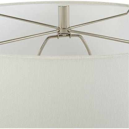 Twisted Swirl Table Lamp by Uttermost in chalk white, nickel. Made from ceramic, iron, fabric in a modern style.