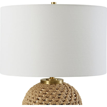 Kendari Table Lamp by Uttermost in natural, brass. Made from rope, iron, fabric, rattan in a modern style.