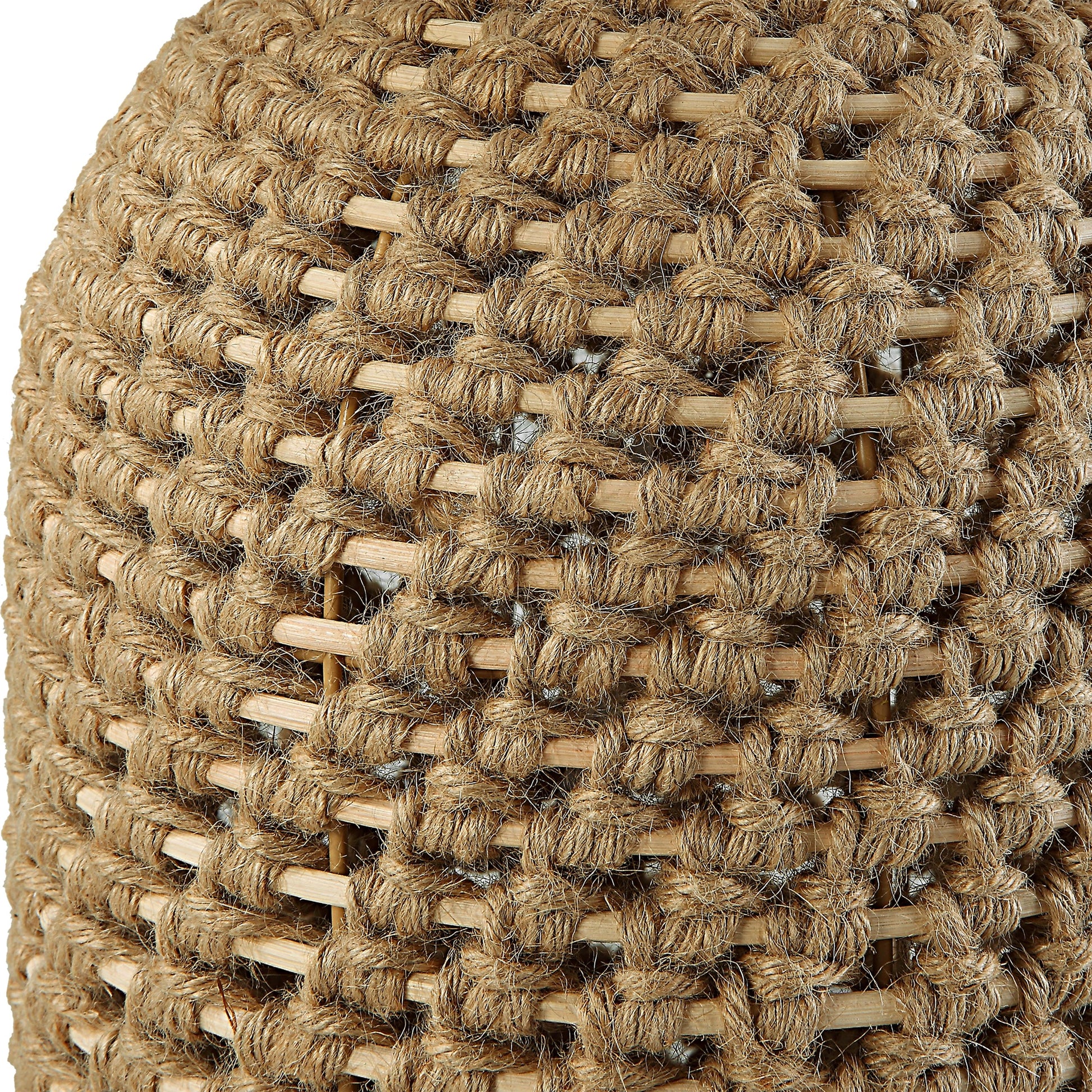 Kendari Table Lamp by Uttermost in natural, brass. Made from rope, iron, fabric, rattan in a modern style.