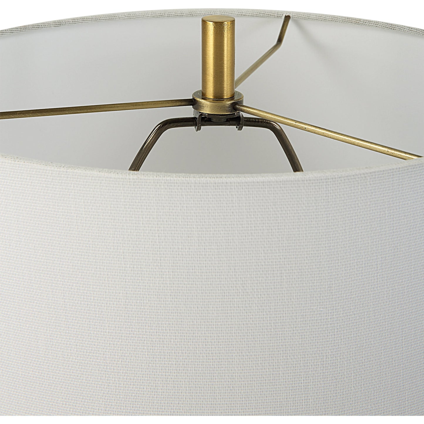 003 SI-2108121 | Closeup | Kaimana Buffet Lamp by Uttermost in seafoam green, brass. Made from ceramic, iron, fabric in a modern style.