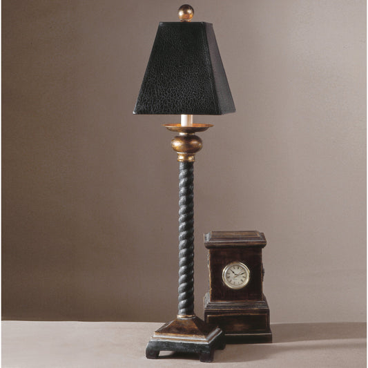 Bellcord Buffet Lamp by Uttermost in black. Made from resin in a modern style.