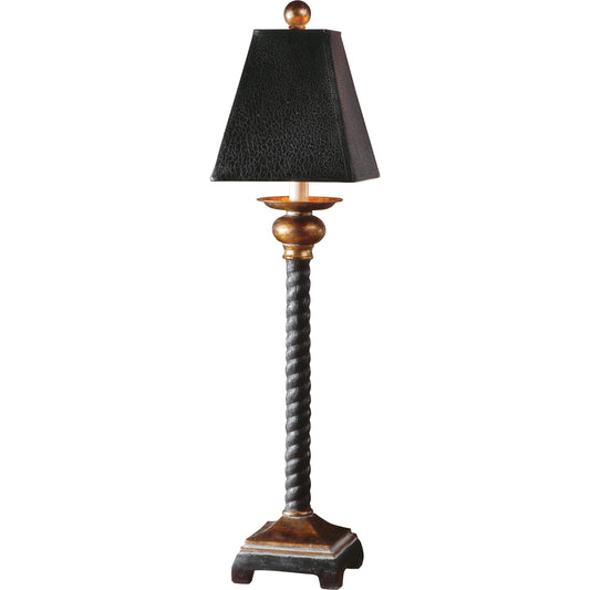 Bellcord Buffet Lamp by Uttermost in black. Made from resin in a modern style.